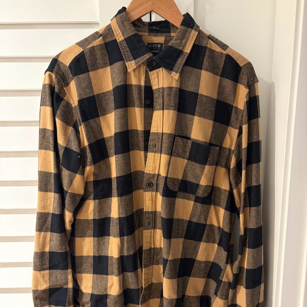 J Crew Brown and Black Flannel Large